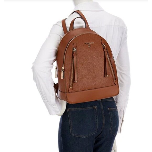 NWT Michael Kors Brooklyn Medium Pebbled Leather Backpack - Luggage